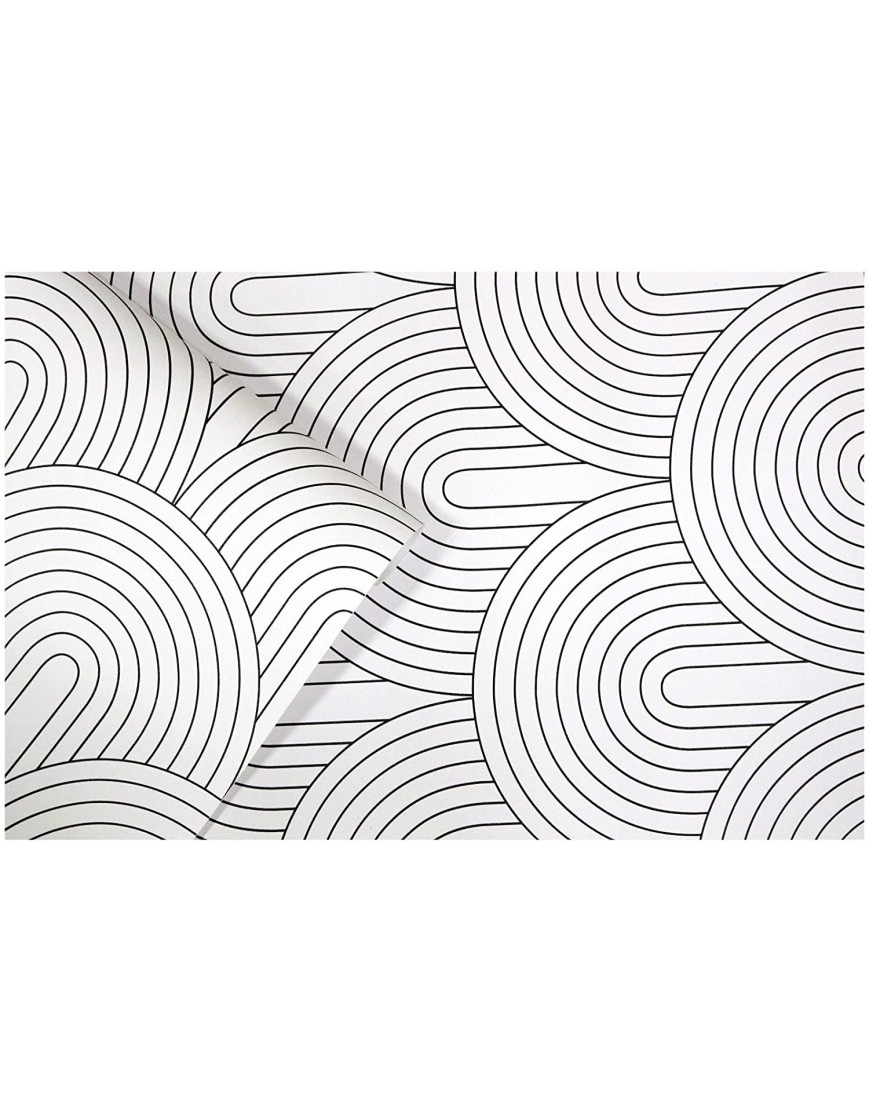 HaokHome 96033 Peel and Stick Wallpaper Abstract Rainbow Black White Removable contactpaper for Home Bathroom Decorations 17.7in x 118in