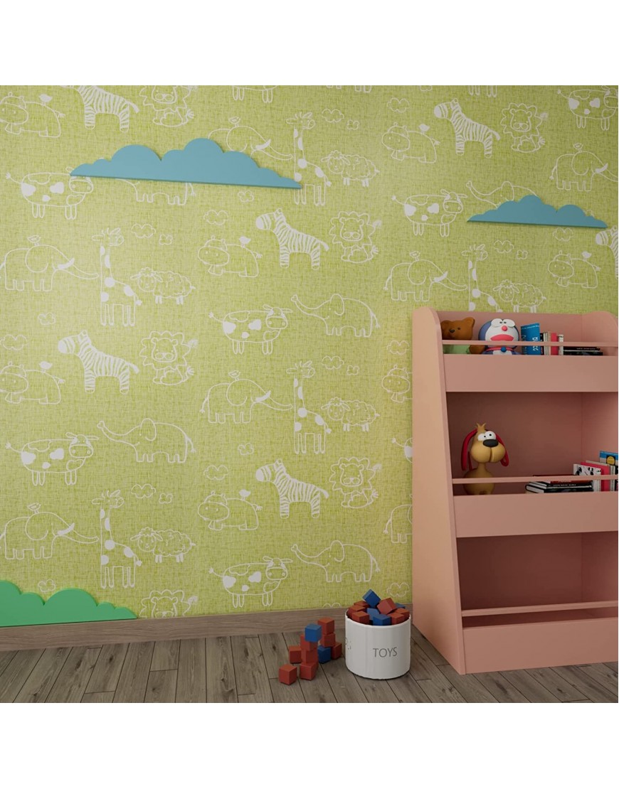 HelloWall 17.71x78.7 Nursery Wallpaper Peel and Stick Light Green Wallpaper for Kids Room Cute Wallpaper Boy and Girl Green Wall Decor Aesthetic Wallpaper Removable Contact Paper Adorn Cabinet Gift