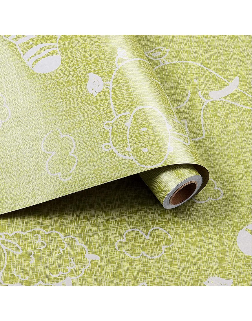 HelloWall 17.71"x78.7" Nursery Wallpaper Peel and Stick Light Green Wallpaper for Kids Room Cute Wallpaper Boy and Girl Green Wall Decor Aesthetic Wallpaper Removable Contact Paper Adorn Cabinet Gift