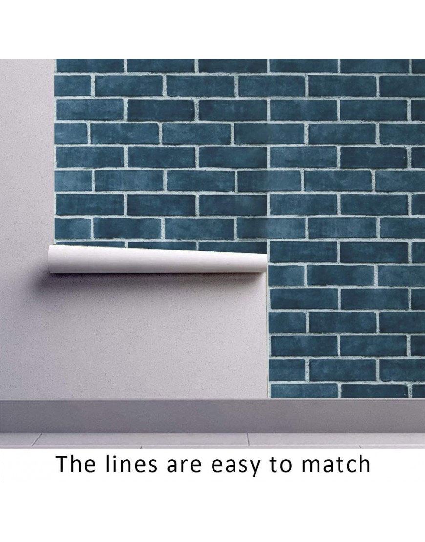 HeloHo 17.71 X 118 Blue Brick Wallpaper Peel and Stick Wallpaper Self-Adhesive Removable Wallpaper Brick 3D Textured Waterproof Wall Paper Kitchen Backsplash Cabinet Wall Decoration