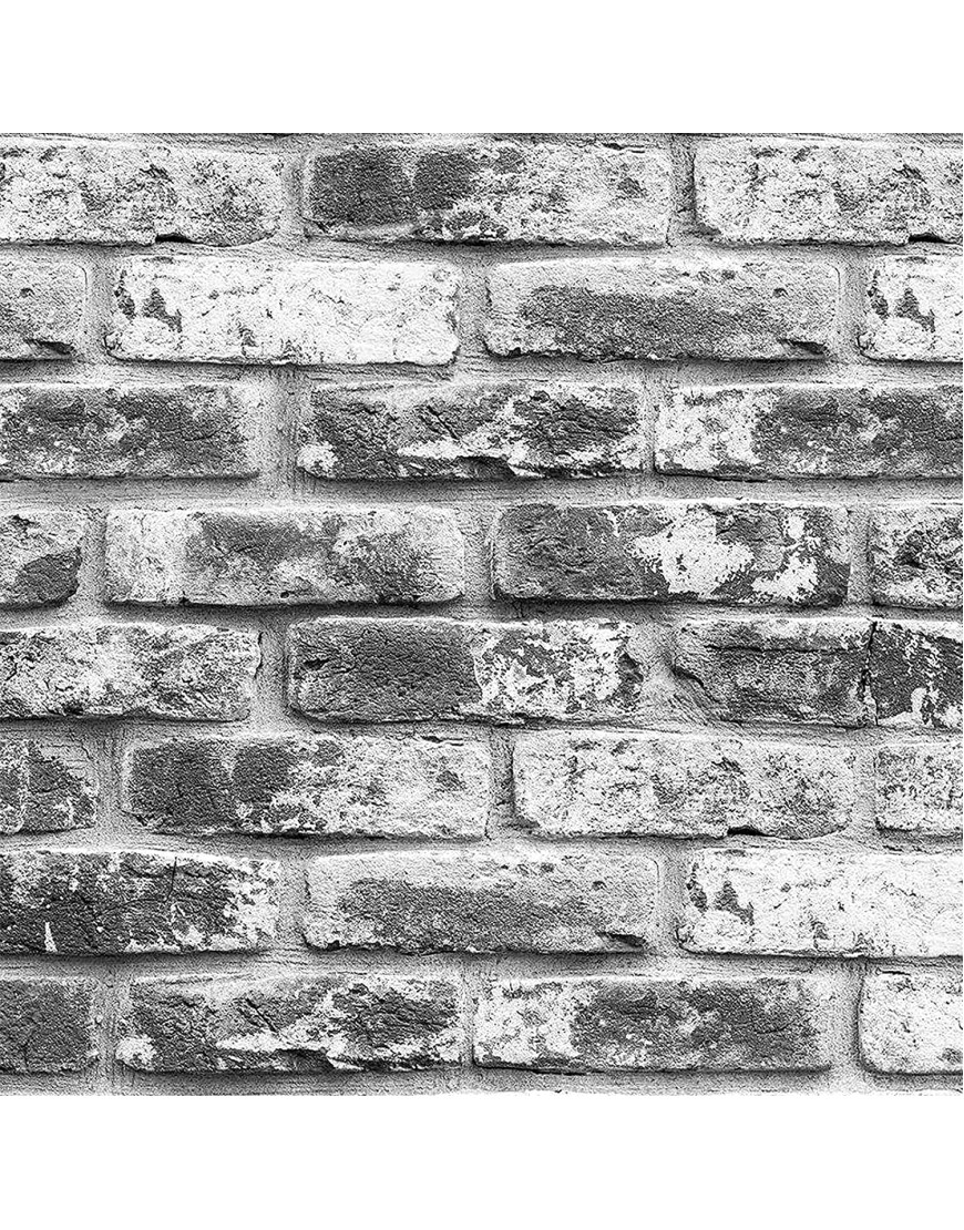 Jeweluck Brick Wallpaper Peel and Stick Wallpaper Faux Brick Contact Paper 17.7 inch × 118.1 inch Brick Kitchen Backsplash Wallpaper Gray Brick Self Adhesive Removable Wallpaper for Bedroom Decorative