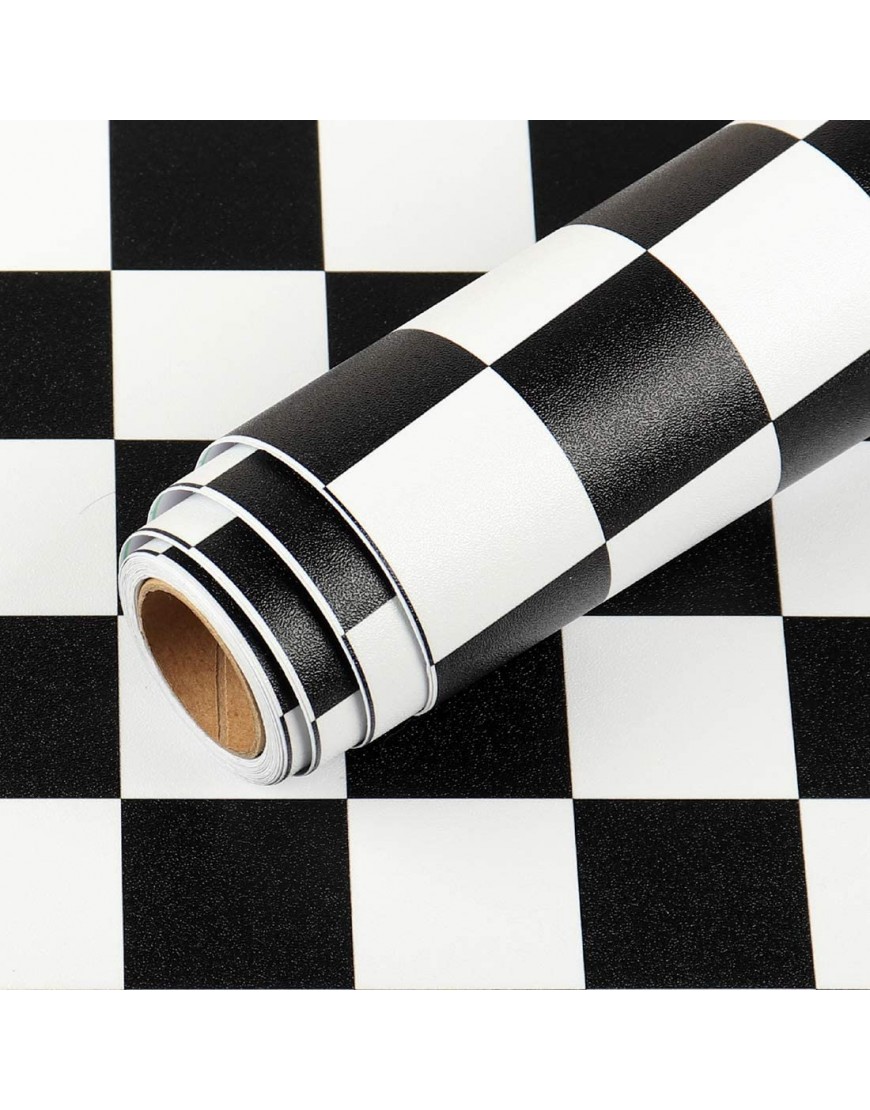 LaCheery 12"x317" Checkered Contact Paper Decorative Black and White Wall Paper Roll Peel and Stick Wallpaper Removable Self Adhesive Checkered Wallpaper for Kitchen Backsplash Shelf Drawer Liners