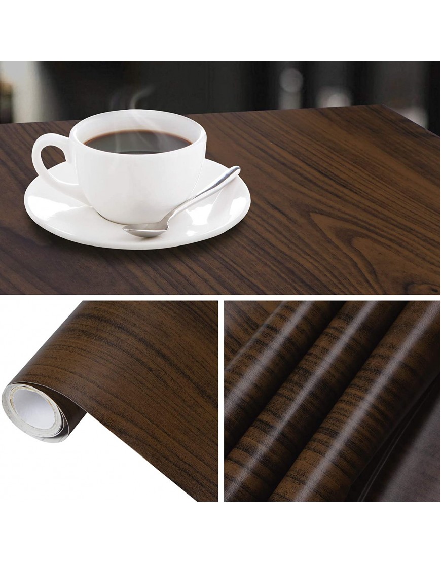Mecpar Walnut Wood Grain Wallpaper 17.71 in x 32.8 Ft Brown Wood Contact Paper Wood Peel and Stick Wallpaper Vinyl Self Adhesive Thick Wallpaper for Kitchen Door Countertops Cabinets Shelves