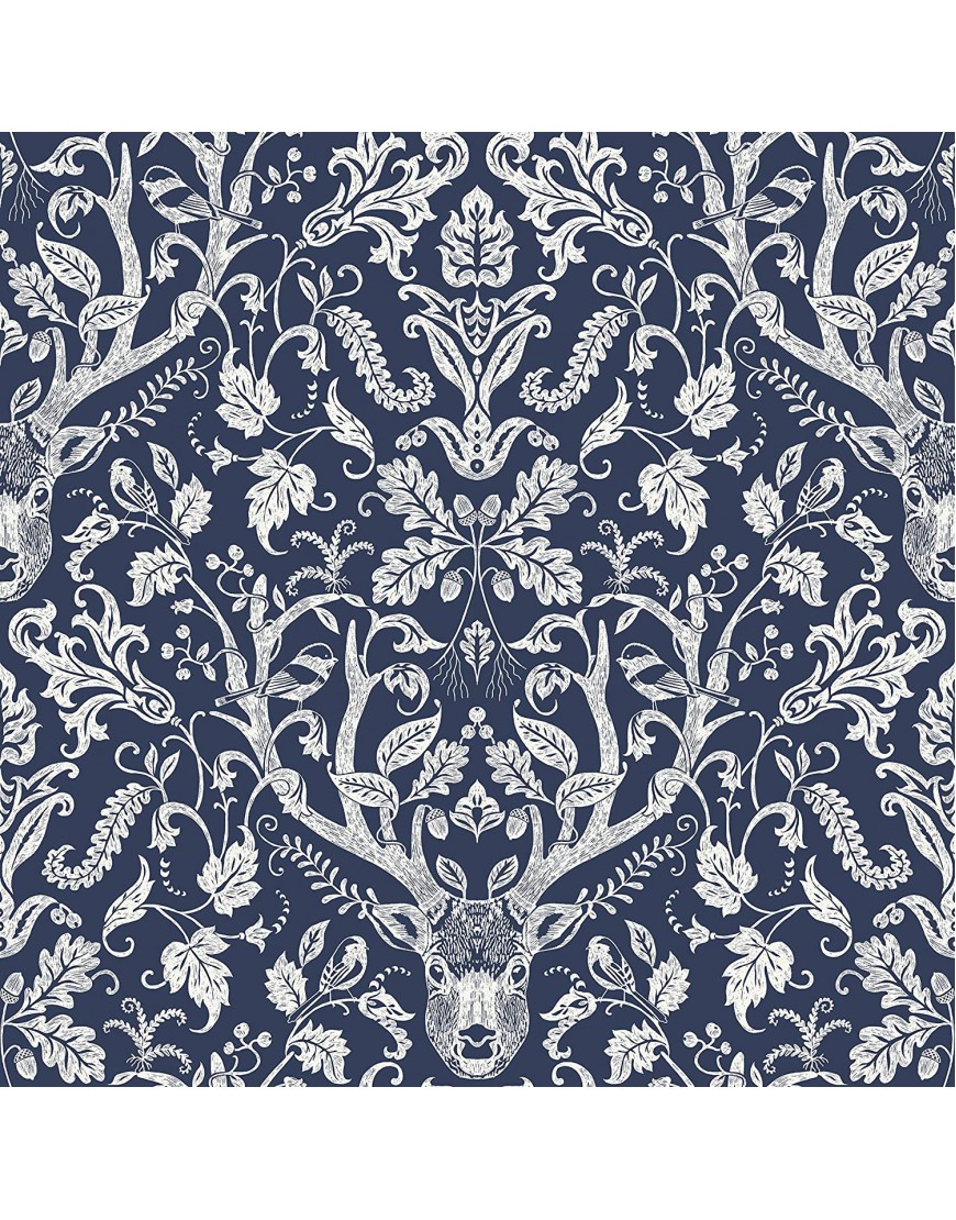 NuWallpaper Navy Escape to The Forest Peel and Stick Wallpaper Blue NUS3680