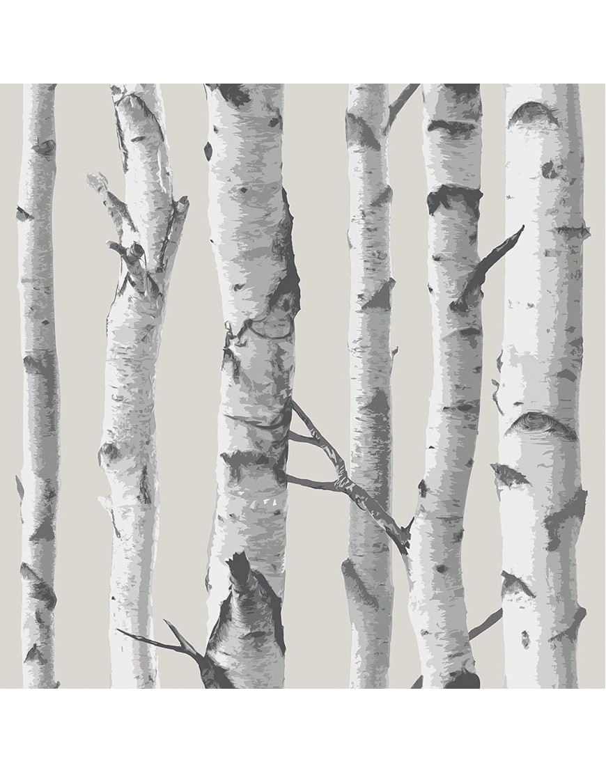 NuWallpaper NU1650 Birch Tree Peel and Stick Wallpaper Taupe 30 Sq Ft