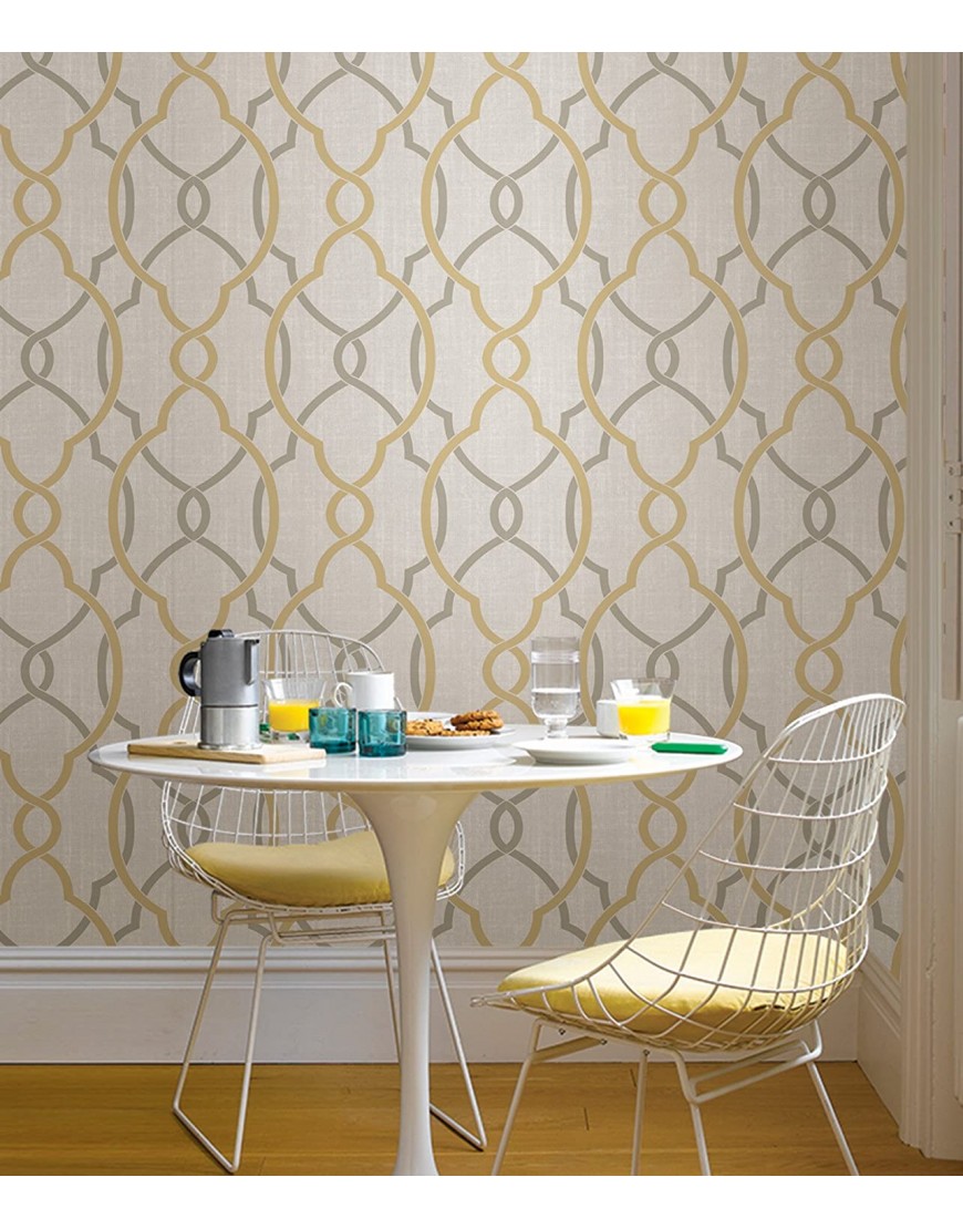 NuWallpaper NU1695 Sausalito Taupe Yellow Peel & Stick Wallpaper Gray
