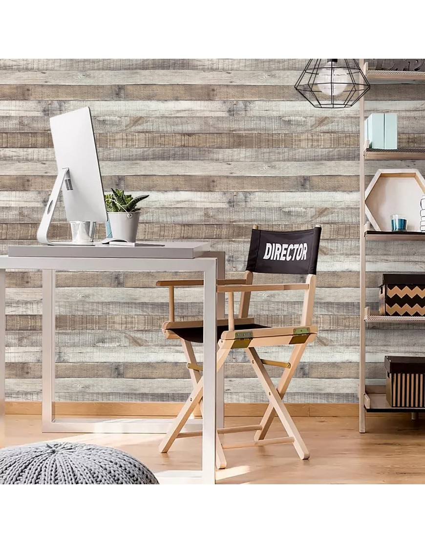 qianglive Vintage Wood Wallpaper Rustic Wood Wallpaper Stick and Peel Self Adhesive Removable Distressed Wood Look Wallpaper Vinyl Shelf Home Wood Panel Wall Paper Covering Film 17.71”x 120”