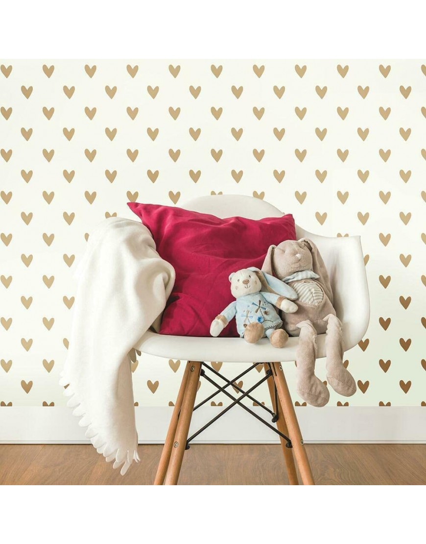 RoomMates RMK3525WP Metallic Gold Hearts Peel and Stick Wallpaper