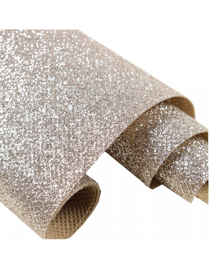 Self Adhesive Champagne Glitter Wallpaper Peel and Stick Roll Sparkle Glitter Decor Art Craft Fabric 17.4in x 16.4ft （One Roll）