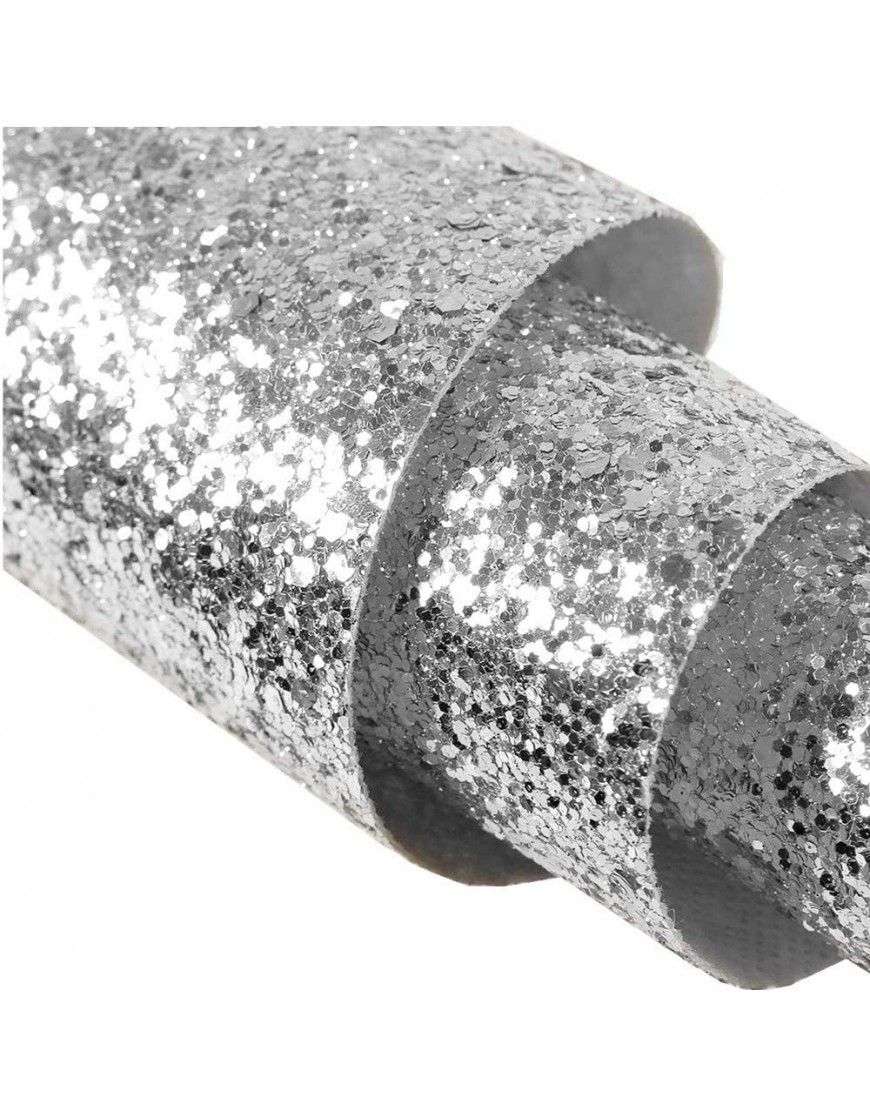 Self Adhesive Silver Chunky Glitter Wallpaper Sparkle Sequins Fabric 17.4in x 16.4ft Silver