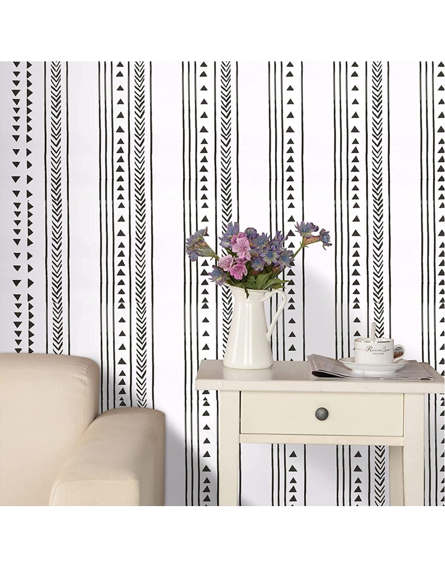 TANONE Black and White Wallpaper Geometric Pattern Wallpaper Self Adhesive Vinyl Decorative WallCovering Peel and Stick Wallpaper 17.7 x 118