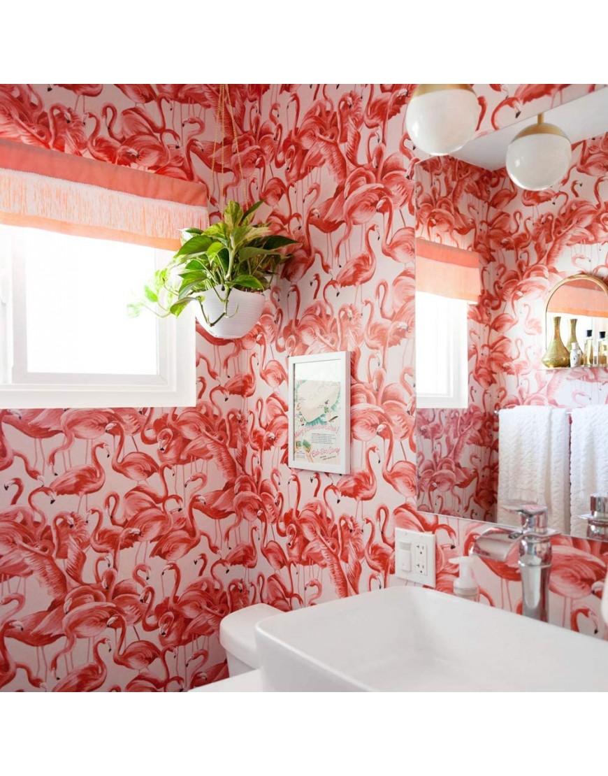 Tempaper Cheeky Pink Flamingo Removable Peel and Stick Wallpaper 20.5 in X 16.5 ft Made in the USA