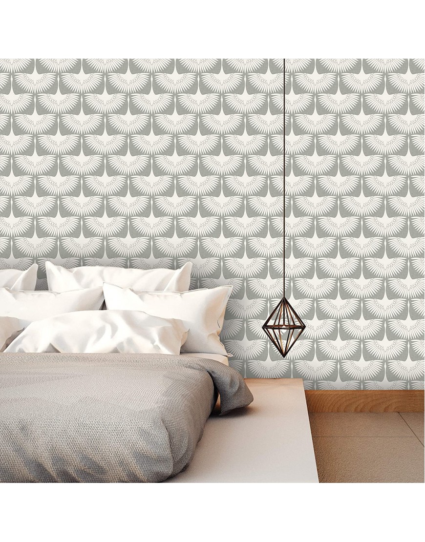 Tempaper x Genevieve Gorder Chalk Feather Flock Removable Peel and Stick Wallpaper 20.5 in X 16.5 ft Made in the USA