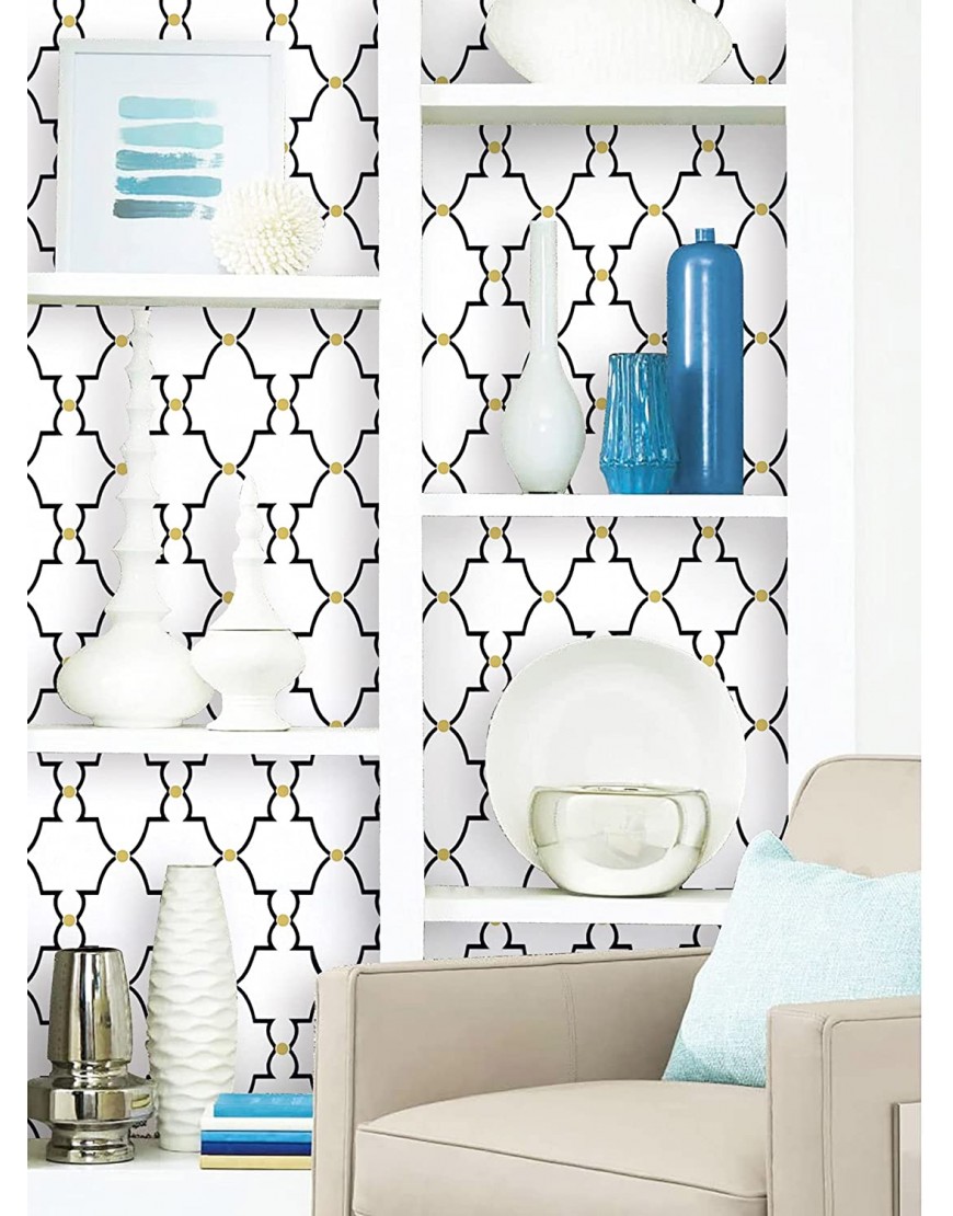 Timeet Black and White Trellis Wallpaper Peel and Stick Wallpaper 17.7x78.7 Self Adhesive Removable Wallpaper Waterproof for Shelf Liner Drawer Room Wall Decor Film Vinyl Roll