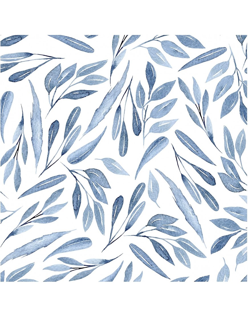 UniGoos Watercolor Leaf Peel and Stick Wallpaper Blue Breezy Vinyl Removable Contact Paper Abstract Branch Leaves Self-Adhesive Wall Paper Roll for Cabinet Living Room DIY Decor 17.7" x118.1"