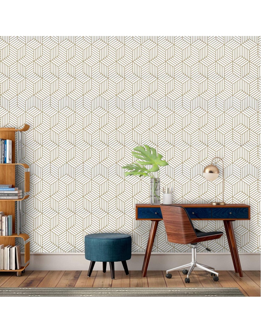 WENMER 17.71 Inchx118 Inch Geometric Hexagon Wallpaper Peel and Stick Wallpaper Removable Self Adhesive Wallpaper Vinyl Film Shelf Paper & Drawer Liner Roll for Home Use
