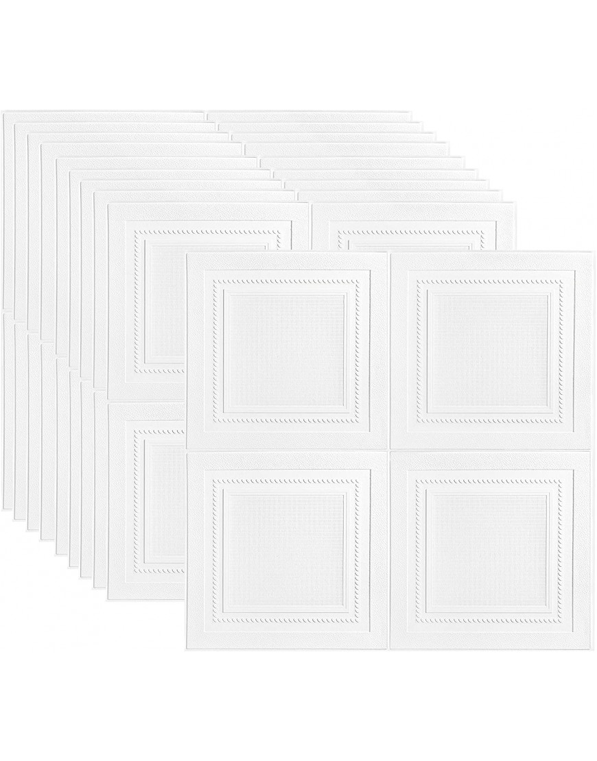 White 3D Wallpaper,Repeatable Paste Peel and Stick Self-Adhesive Wall Panel,27x27 Inch 10 Pieces 53 Square Feet,Ceiling Door Bedroom Home Background Interior Wall Decor 10 Pcs