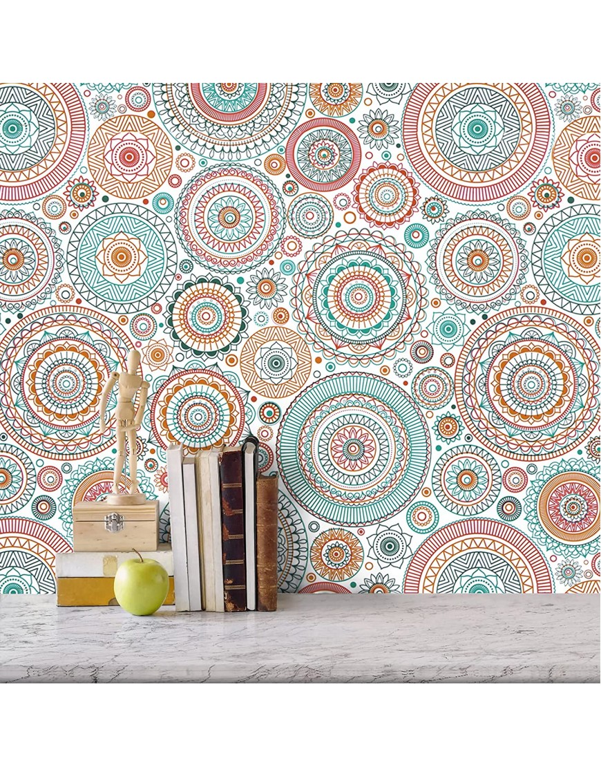Wudnaye Bohemia Wallpaper Peel and Stick Wallpaper Decorative Contact Paper for Drawers 17.7inch×118inch Vintage Boho Peel and Stick Wallpaper Removable Contact Paper for Countertops Waterproof Vinyl