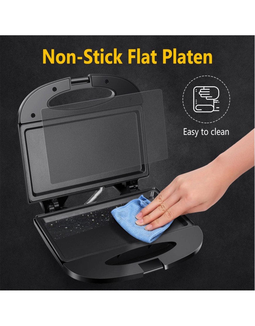 Aigostar Sandwich Maker with Non-stick Deep Grid Surface for Egg Ham Steaks Compact Electric Grill Black ETL Certificated Roy