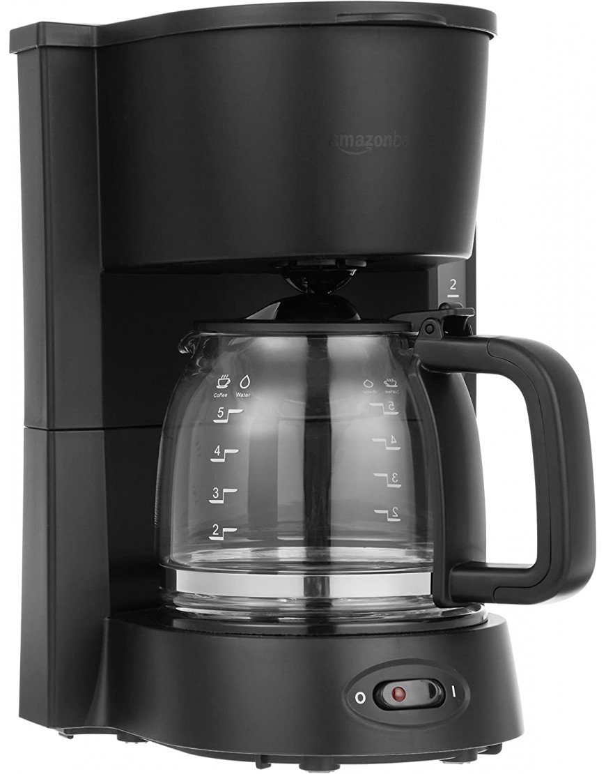 Basics 5-Cup 25 Oz Coffeemaker with Glass Carafe and Reusable Filter Black