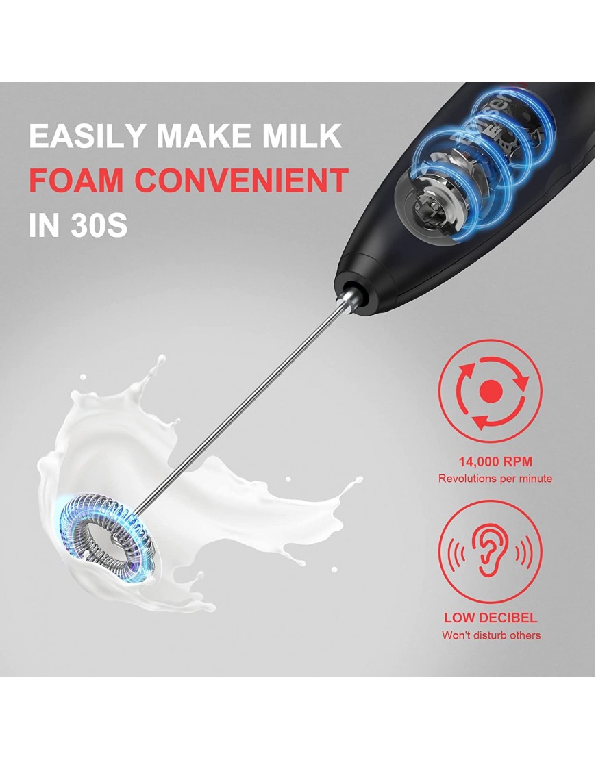 Bonsenkitchen Handheld Milk Frother Electric Hand Foamer Blender for Drink Mixer Perfect for Bulletproof coffee Matcha Hot Chocolate Mini Battery Operated Milk Whisk Frother