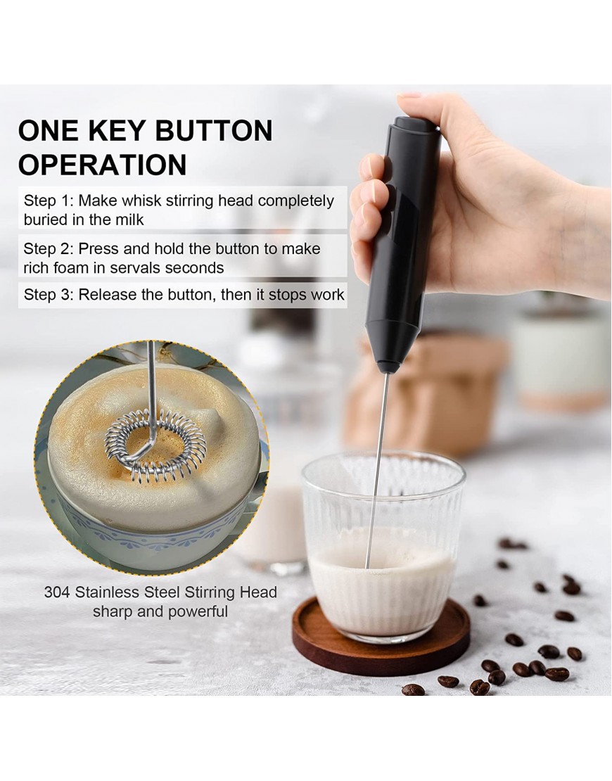 COKUNST Electric Milk Frother Handheld with Stainless Steel Stand Battery Powered Foam Maker Whisk Drink Mixer Mini Blender For Coffee Frappe Latte Matcha Hot Chocolate