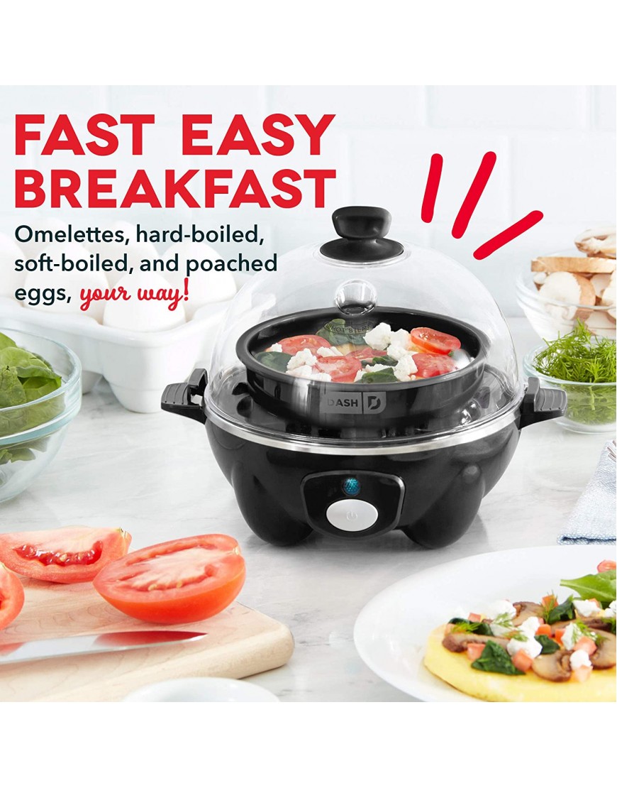 Dash Rapid Egg Cooker: 6 Egg Capacity Electric Egg Cooker for Hard Boiled Eggs Poached Eggs Scrambled Eggs or Omelets with Auto Shut Off Feature Black