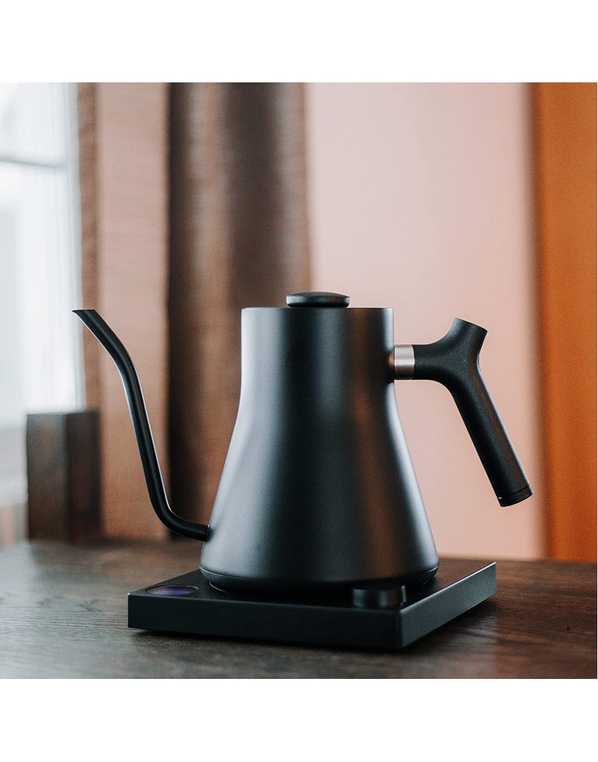 Fellow Stagg EKG Electric Gooseneck Kettle Pour-Over Coffee and Tea Pot Stainless Steel Quick Heating Matte Black 0.9 Liter