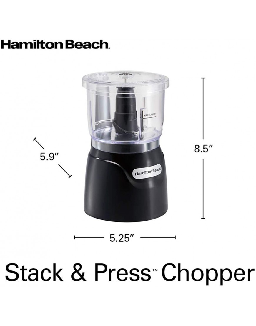 Hamilton Beach 3-Cup Mini Food Processor & Vegetable Chopper 350 Watts for Dicing Mincing and Puree Black 72850