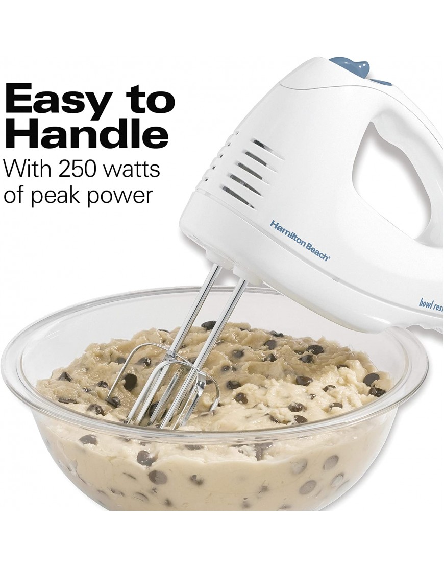 Hamilton Beach 6-Speed Electric Hand Mixer with Whisk Traditional Beaters Snap-On Storage Case White