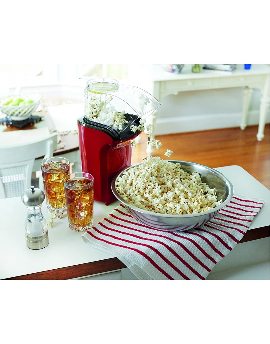Hamilton Beach Electric Hot Air Popcorn Popper Healthy Snack Makes up to 18 Cups Red 73400