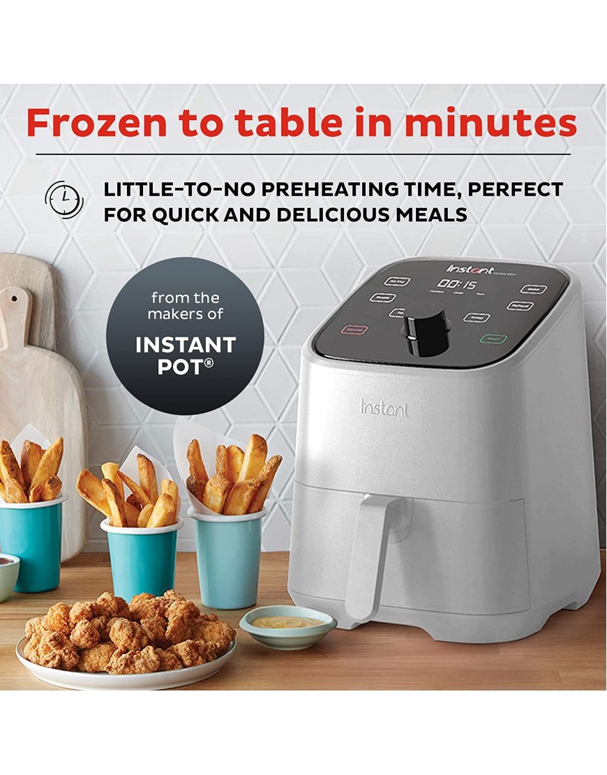Instant Vortex 2QT 4-in-1 Air Fryer Oven Combo Free App With 90 Recipes Customizable Smart Cooking Programs Roast Toast Crisp Reheat Nonstick and Dishwasher-Safe Basket White