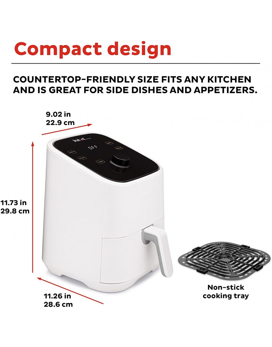 Instant Vortex 2QT 4-in-1 Air Fryer Oven Combo Free App With 90 Recipes Customizable Smart Cooking Programs Roast Toast Crisp Reheat Nonstick and Dishwasher-Safe Basket White