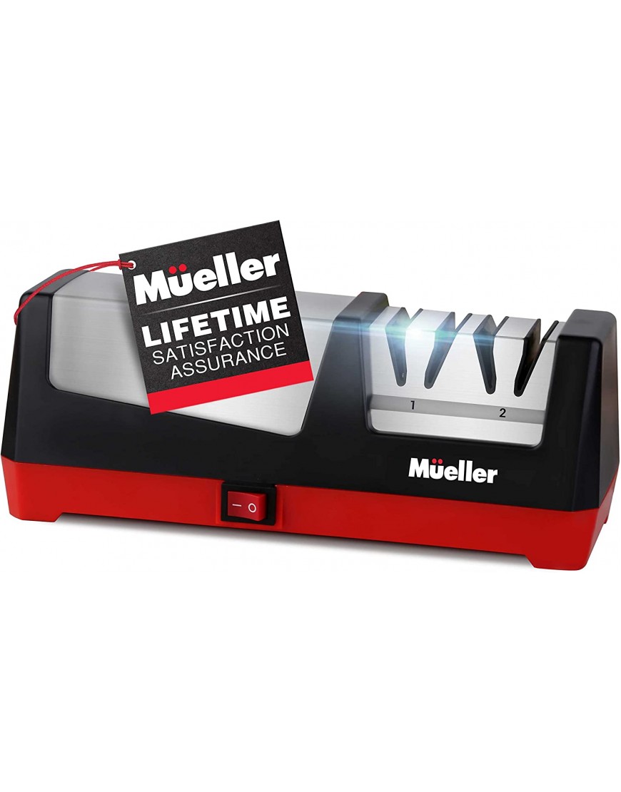Mueller Professional Electric Knife Sharpener for Straight Knives Diamond Abrasives Quickly Sharpening Repair Restore Polish Blades