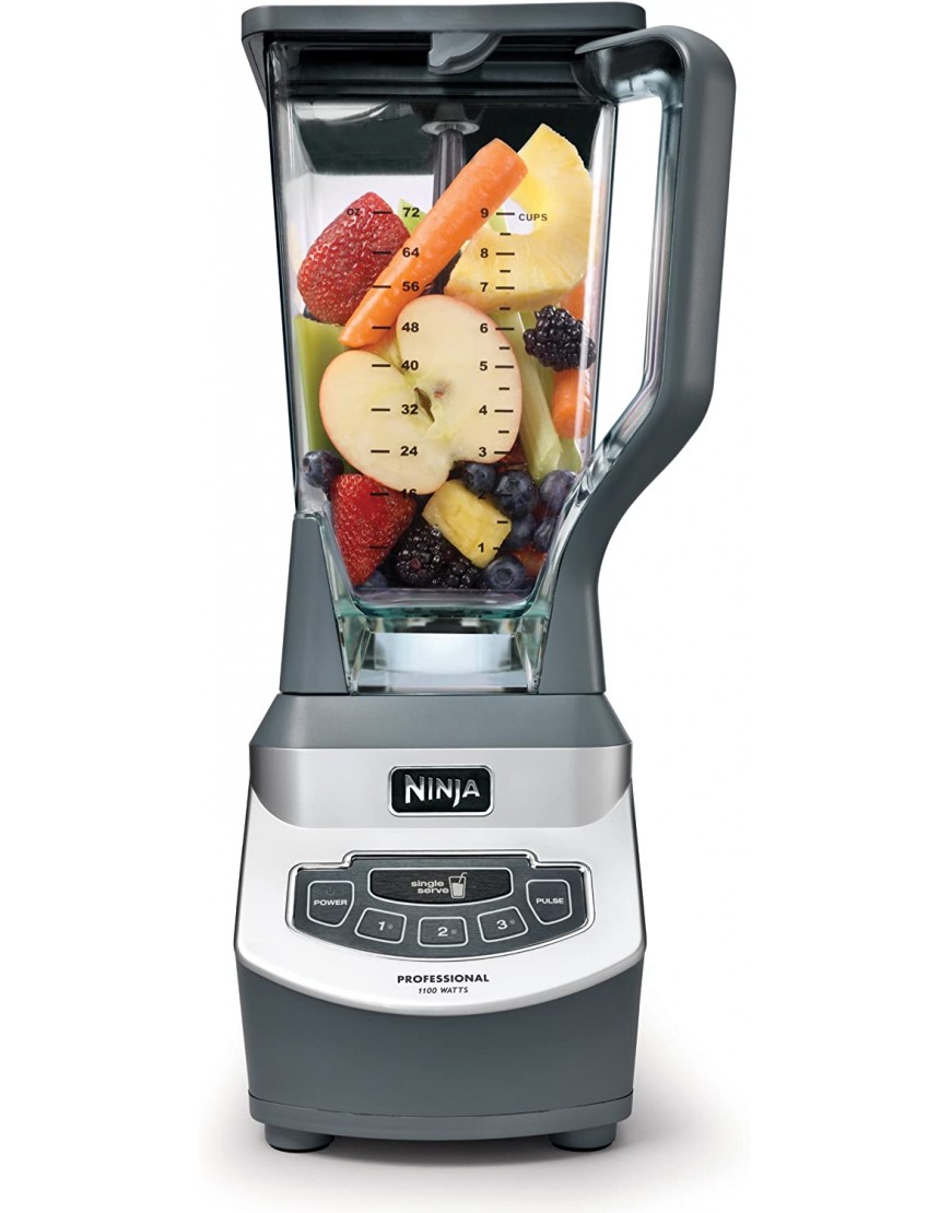 Ninja BL660 Professional Compact Smoothie & Food Processing Blender 1100-Watts 3 Functions for Frozen Drinks Smoothies Sauces & More 72-oz.* Pitcher 2 16-oz. To-Go Cups & Spout Lids Gray