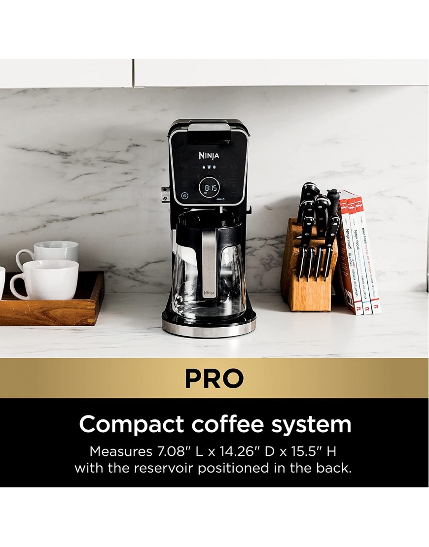 Ninja CFP301 DualBrew Pro System 12-Cup Coffee Maker Single-Serve for Grounds & K-Cup Pod Compatible 4 Brew Styles Frother 60-oz. Water Reservoir with Separate Hot Water Dispenser & Carafe Black