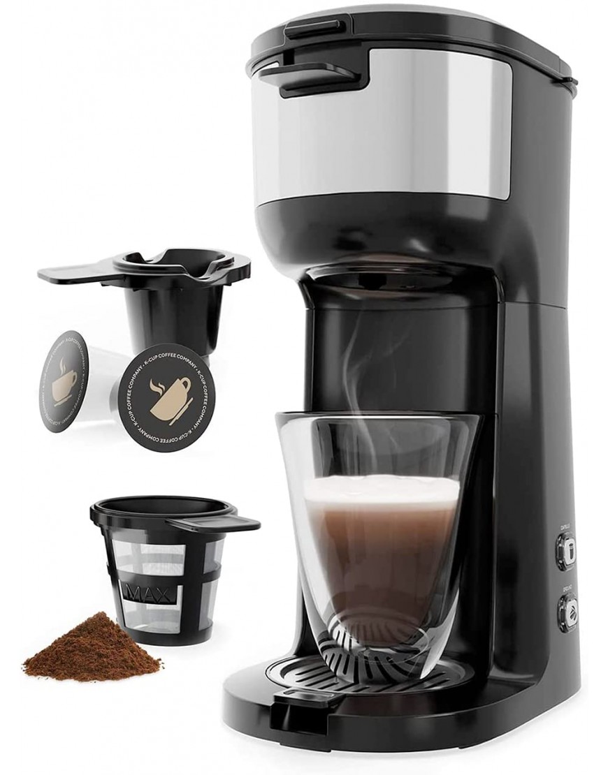 Single Serve Coffee Maker Brewer for K-Cup Pod & Ground Coffee Thermal Drip Instant Coffee Machine with Self Cleaning Function Brew Strength Control