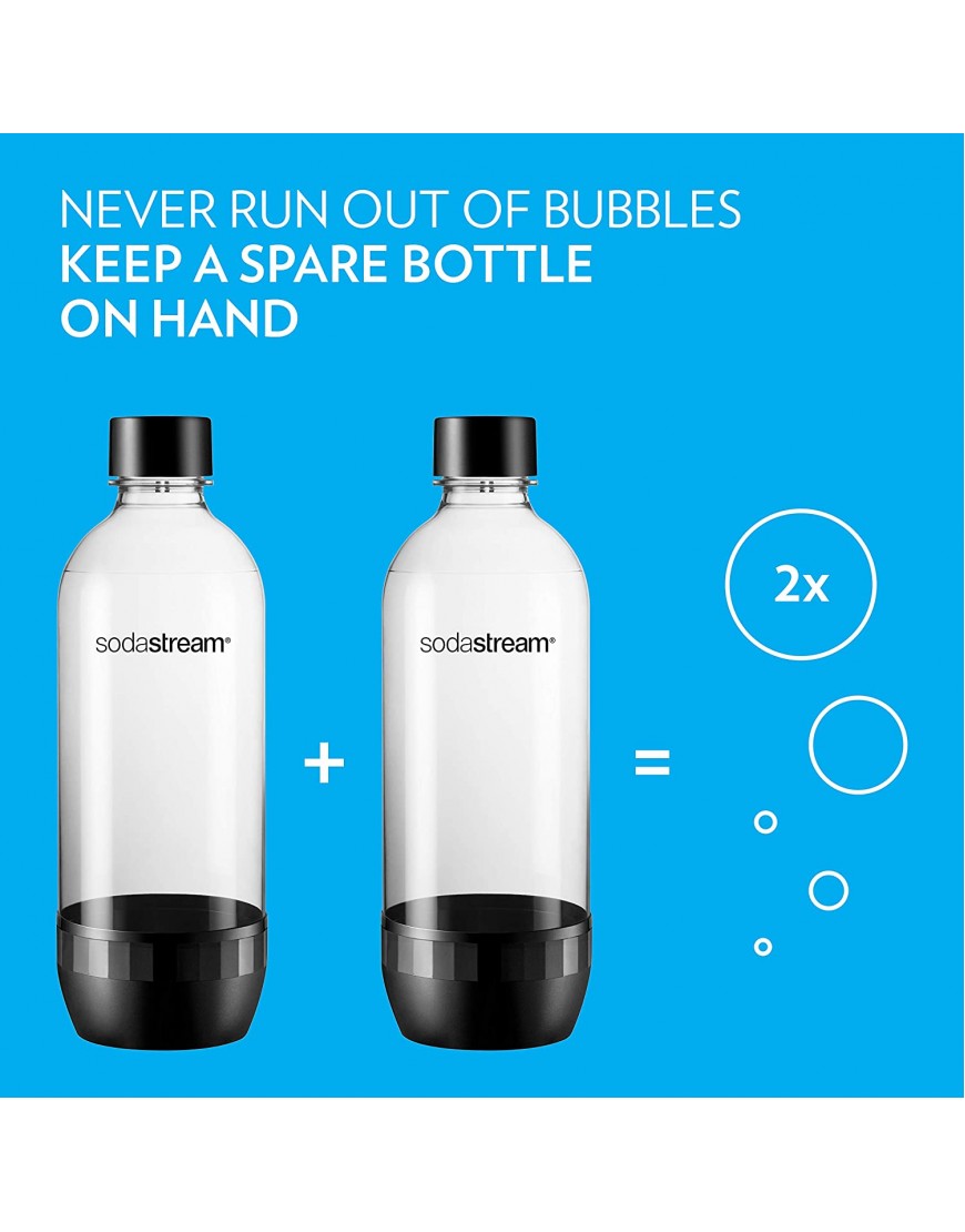 SodaStream Dishwasher Safe 1L Classic DWS Carbonating Bottle Black twinpack Pack of 2