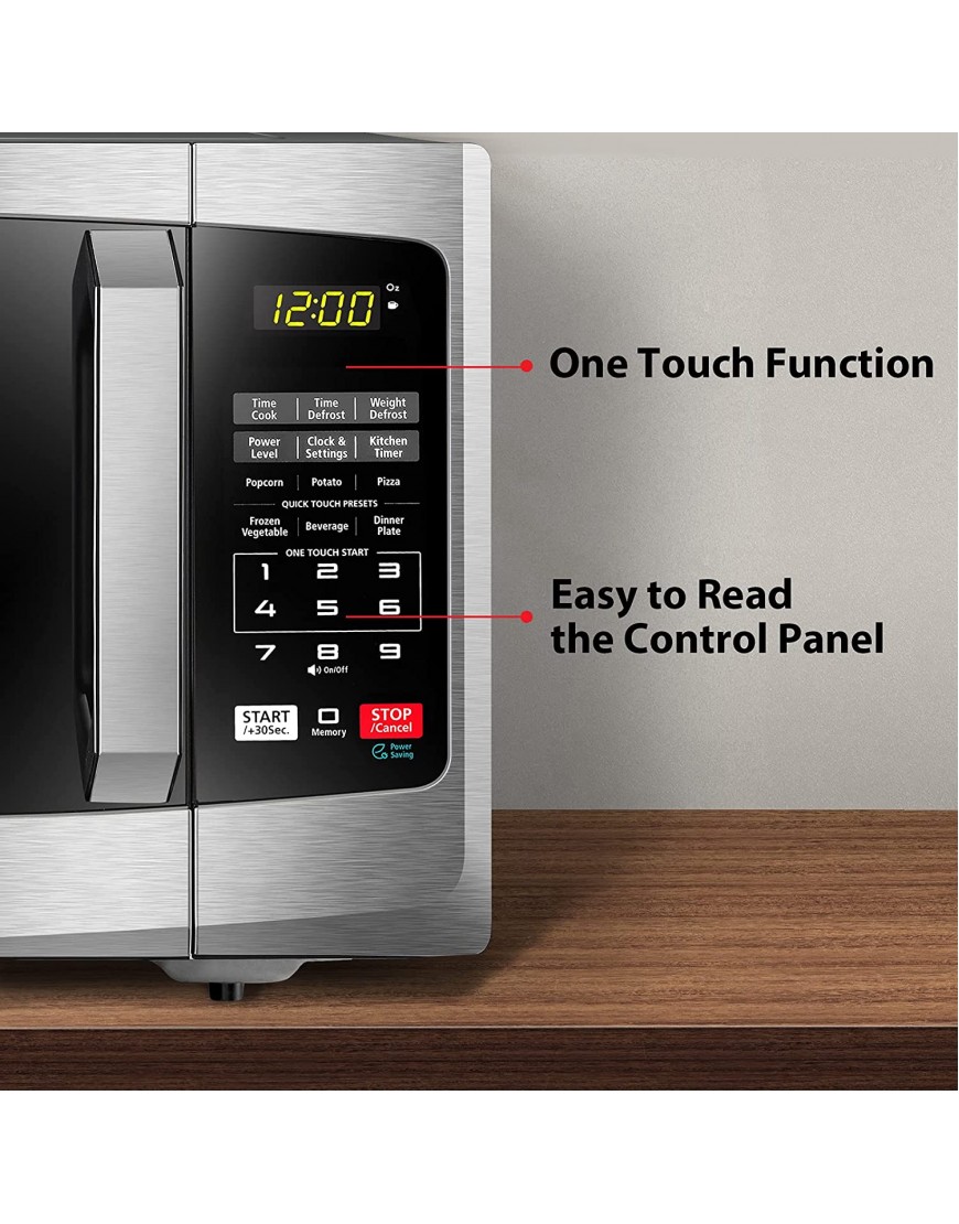 Toshiba EM925A5A-SS Microwave Oven with Sound On Off ECO Mode and LED Lighting 0.9 Cu. ft 900W Stainless Steel