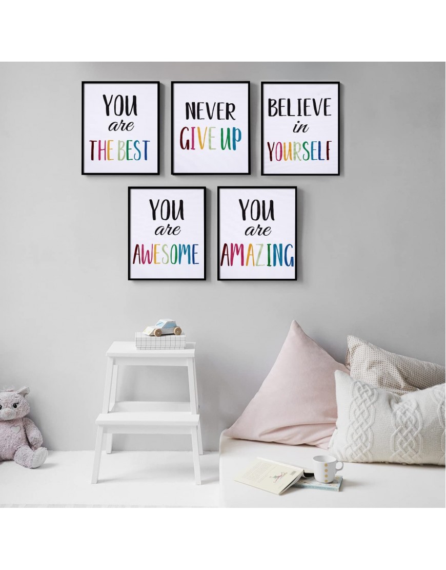 12 Pieces Inspirational Print Wall Poster Motivational Quote Watercolor Words Posters Aesthetic Poster Unframed Canvas Saying Painting Posters for Kids Room Modern Decoration 8 x 10 Inches