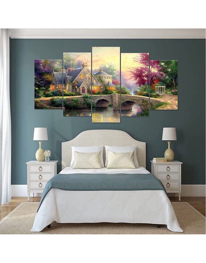 5 Piece Canvas Prints Giclee Posters & Prints Canvas Wall Art Hd Print Village Scenery Painting Canvas Wall Art Picture Painting On Canvas for Home Decor Frameless