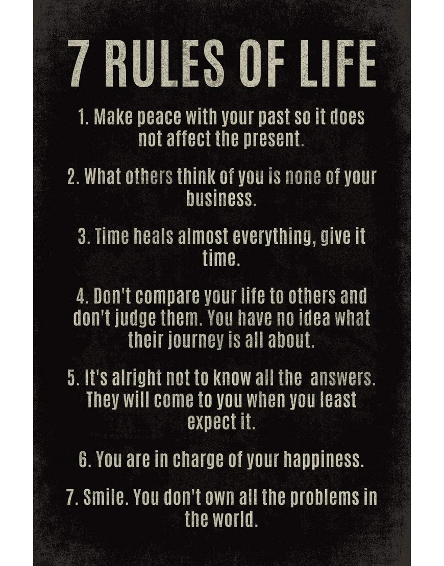 7 Rules Of Life motivational poster print