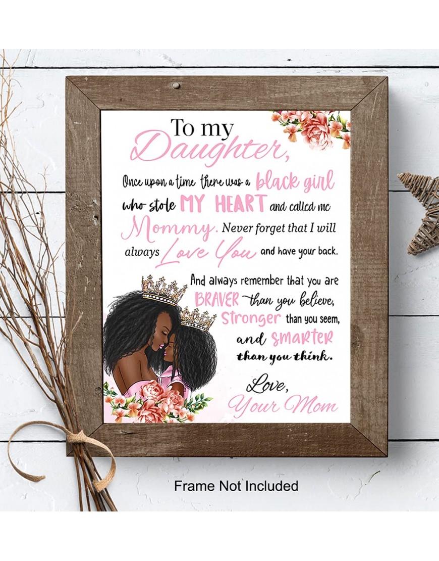 African American Girl Wall Art Black Art Girls Bedroom Decor Daughter Gifts Little Girls Room Baby Nursery Toddler Afro Girl Inspirational Positive Quotes Cute Uplifting Sayings Poster