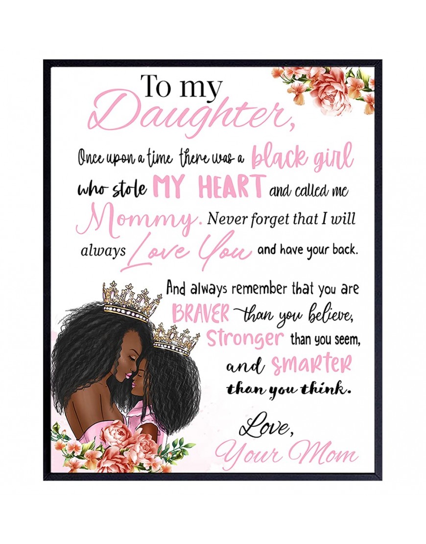 African American Girl Wall Art Black Art Girls Bedroom Decor Daughter Gifts Little Girls Room Baby Nursery Toddler Afro Girl Inspirational Positive Quotes Cute Uplifting Sayings Poster