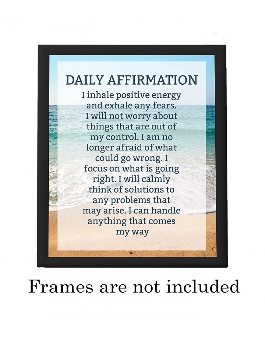 Daily Affirmations- Self Talk-8 x 10 Inspirational Poster Print. Motivational Wall Art-Ready to Frame. Ideal for Home Décor-Office Décor. Program Yourself to Win the Day! Great Gift for Graduates.