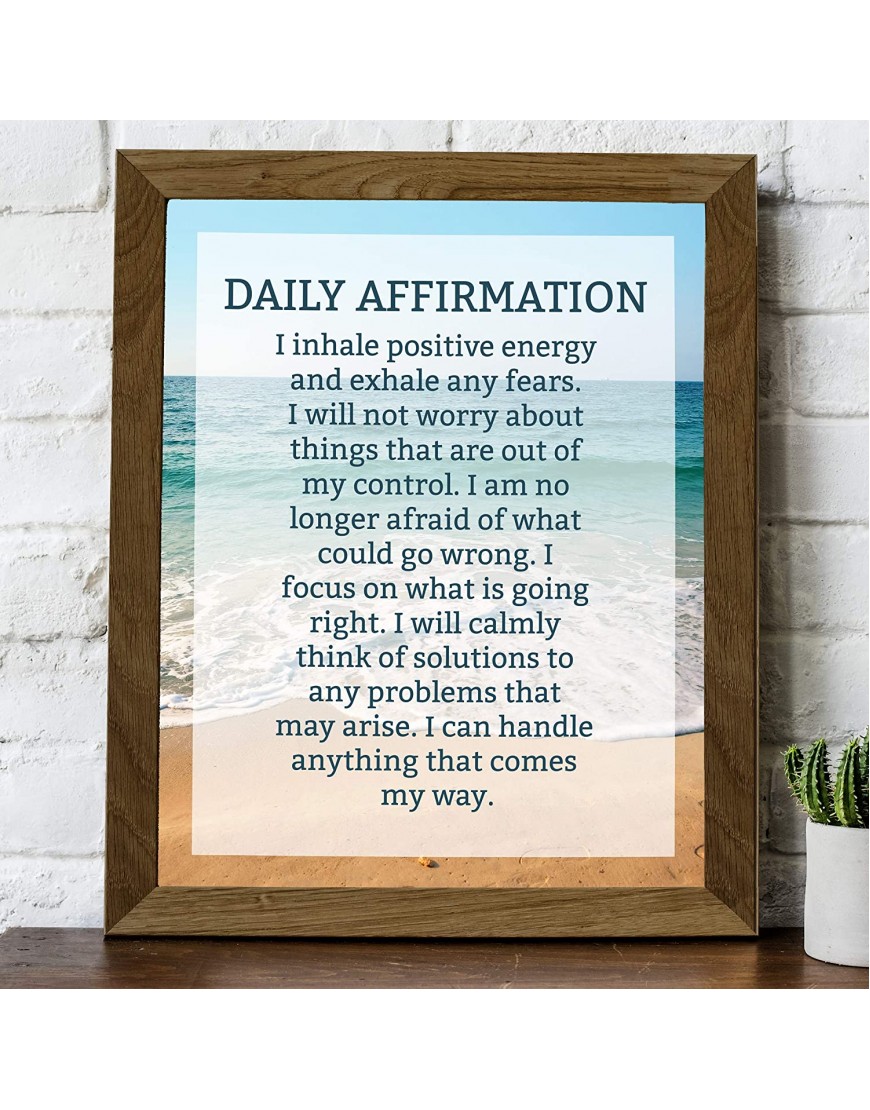 Daily Affirmations- Self Talk-8 x 10 Inspirational Poster Print. Motivational Wall Art-Ready to Frame. Ideal for Home Décor-Office Décor. Program Yourself to Win the Day! Great Gift for Graduates.