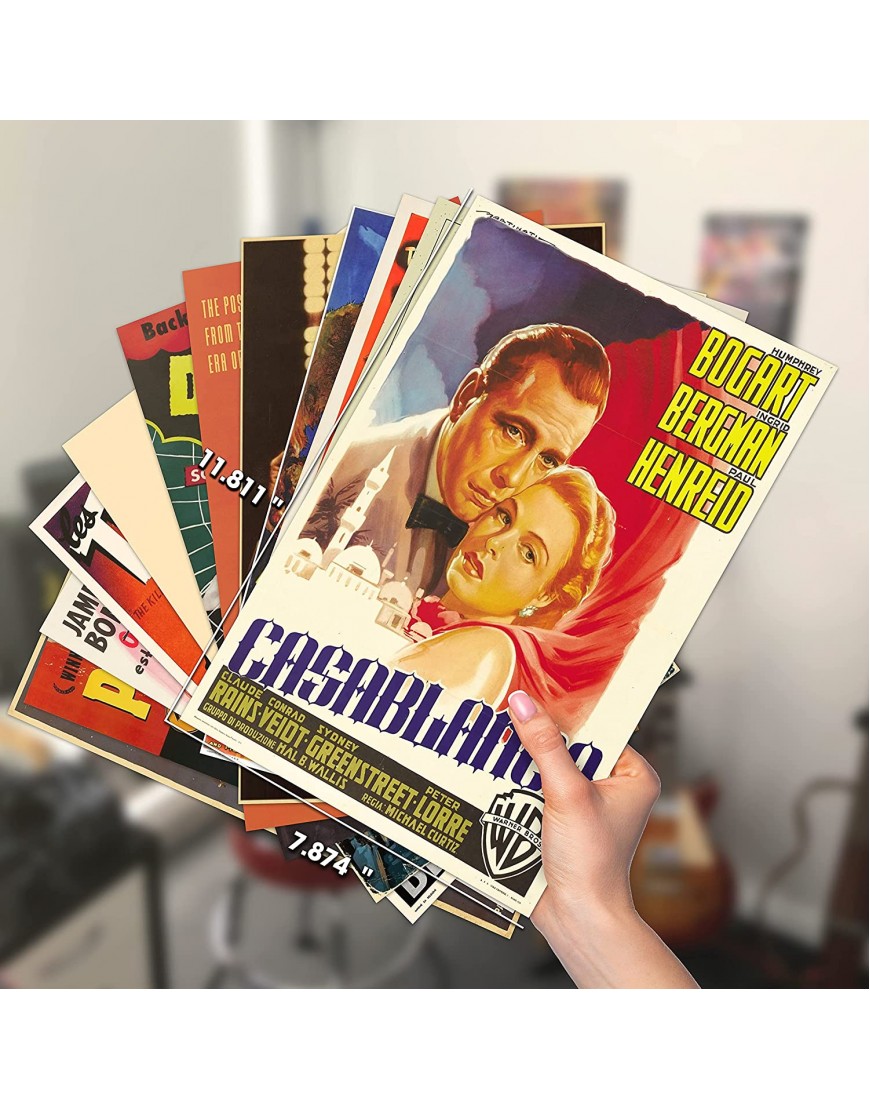 HK Studio Vintage Movie Posters for Wall Collage Kit Dorm Easy Peel and Stick Classic Film Posters Indie Posters for Room Aesthetic 7.8x11.8 Pack 12
