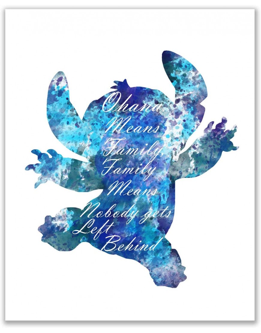 Lilo & Stitch Wall Art Set of 3 8 inches x 10 inches Ohana Means Family Poster Prints Coachella Watercolor Quote