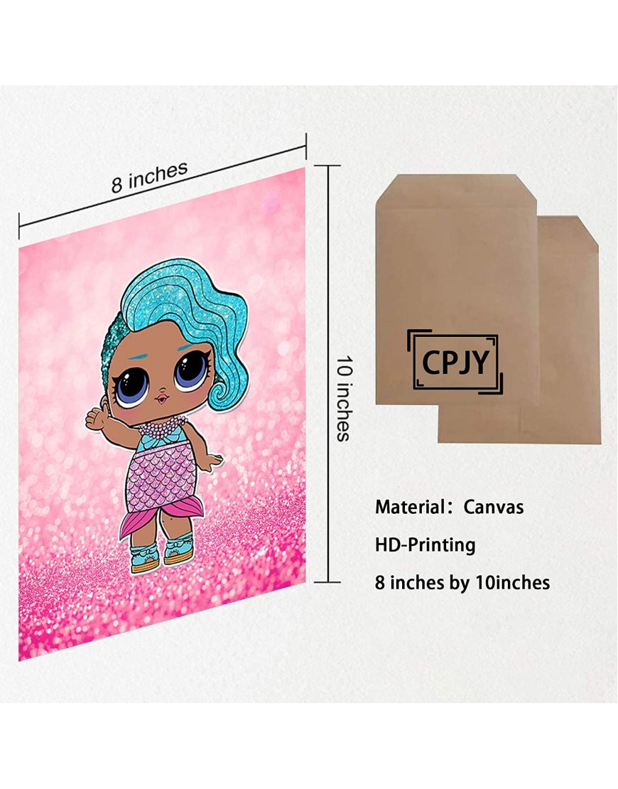 Modern Cartoons Pink LOL Doll Theme Art Paintings Set of 6 8”X10”Canvas Picture Kids Boys or Girl Birthday Gift Girl Bedroom Poster Nursery Baby Room Bathroom Home Decor Unframed