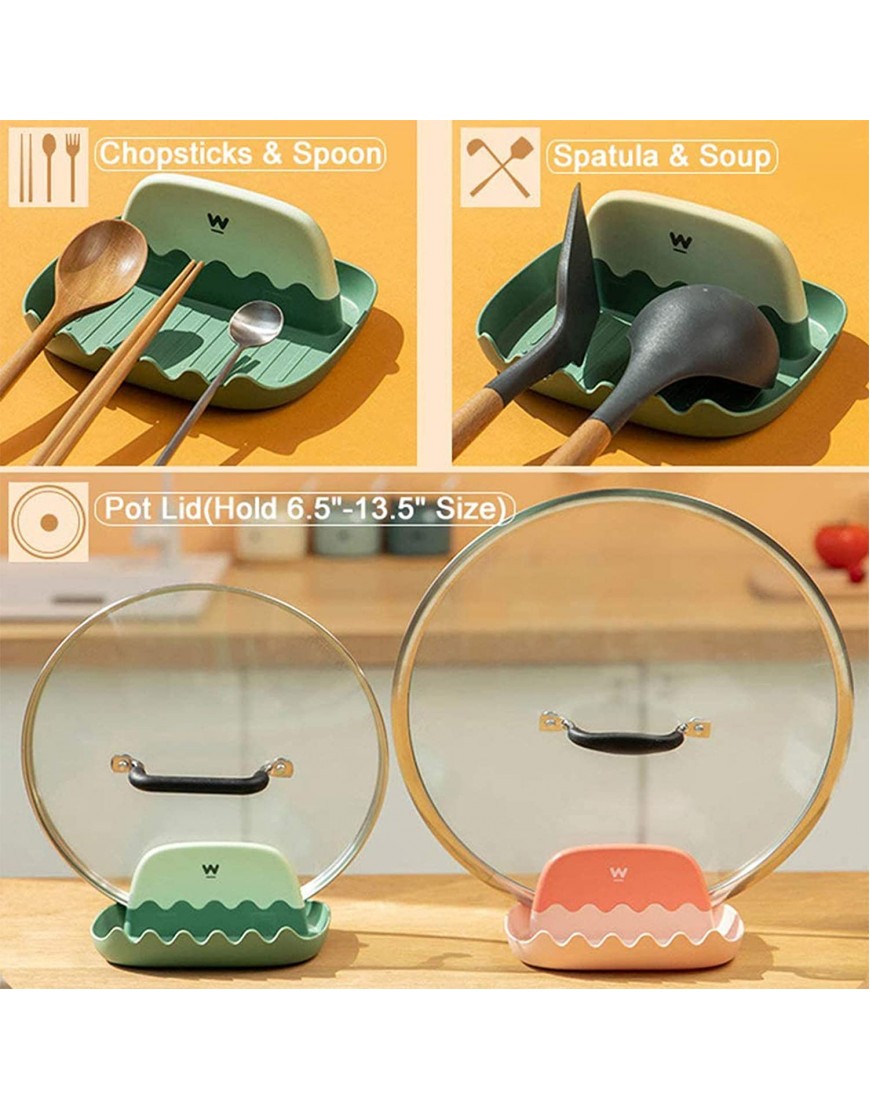 2 Packs Kitchen Spoon Rest Holder with Drip Pads Heat-Resistant Utensil Rests for Stove Counter Top BPA Free Spatula Rest Organizer for Ladles Tongs Forks.Silicon Sponge as Gifts